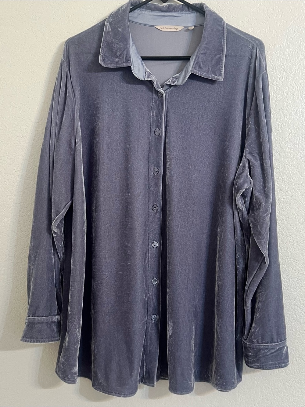 Soft surrounding velvet button down 1x blouse casual party holiday career work